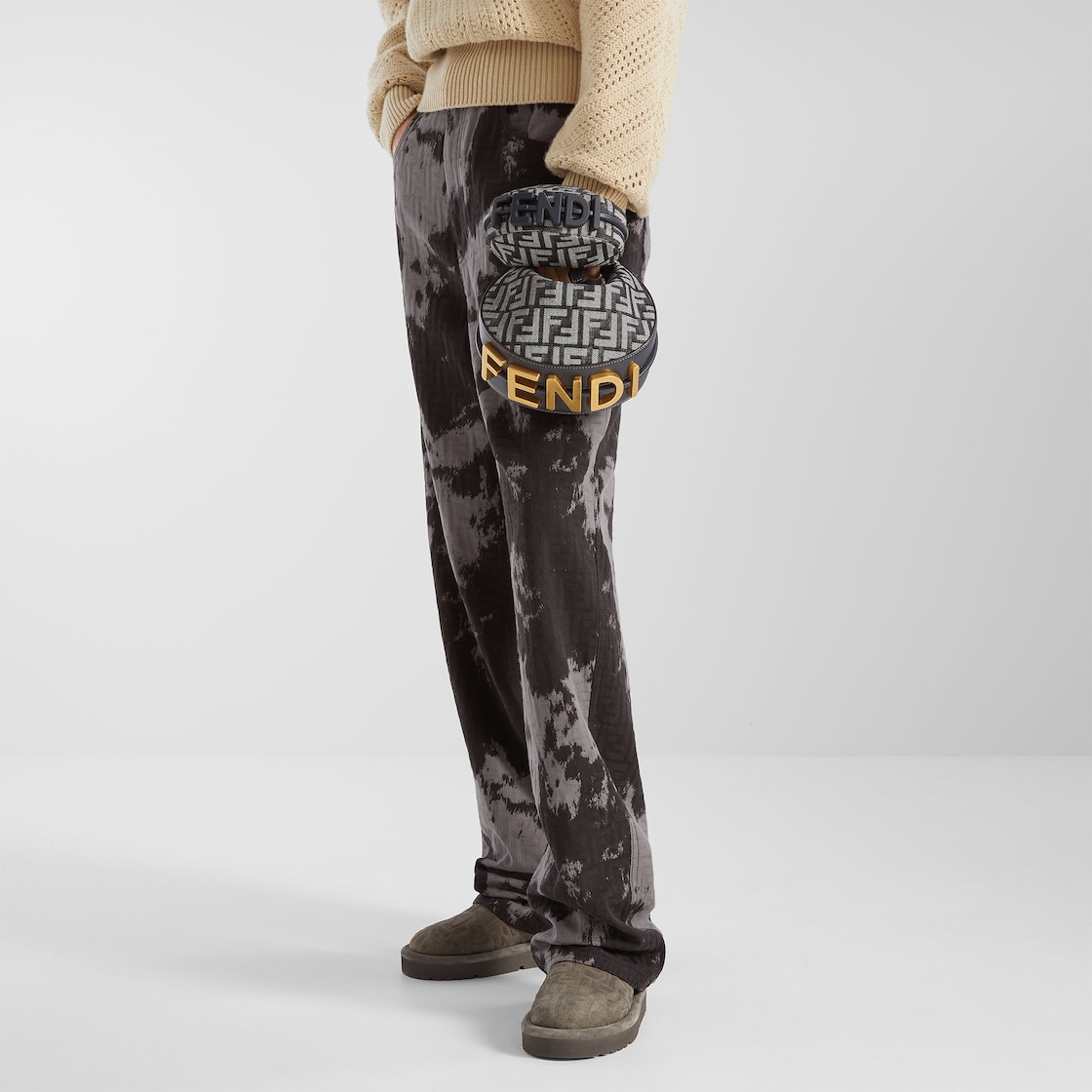 FENDI Fendigraphy Mini Dark blue denim-effect FF jacquard mini-bag - Image 3